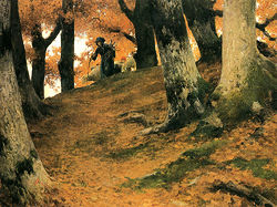 Stefano Bruzzi,  Autunno nel bosco dei faggi (1895 ca.)